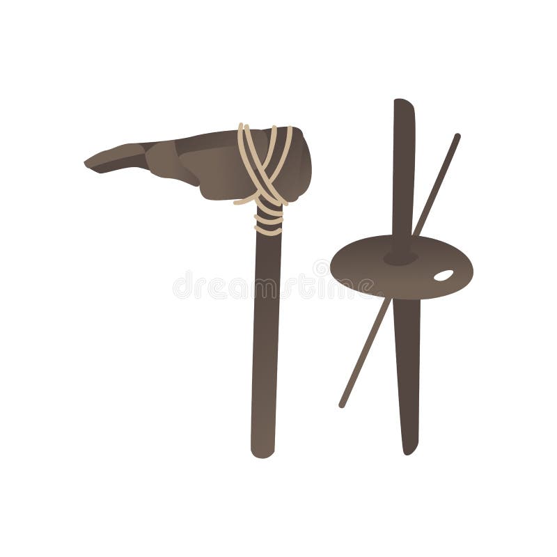 Outils primitifs d'âge de pierre de vecteur, lance de Hummer de hache illustration de vecteur Outils primitifs d'âge de pierre de vecteur, lance de Hummer de hache illustration de vecteur