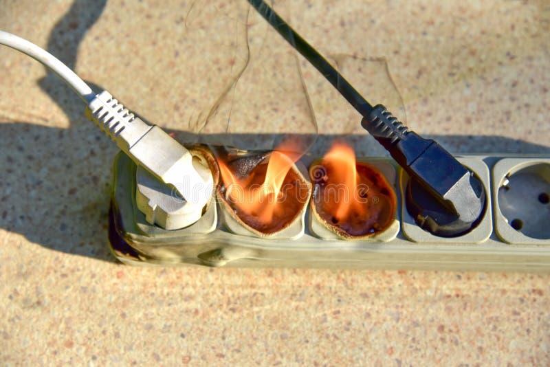 Outlets with Switche Caught Fire in Room. Stock Image Image of format