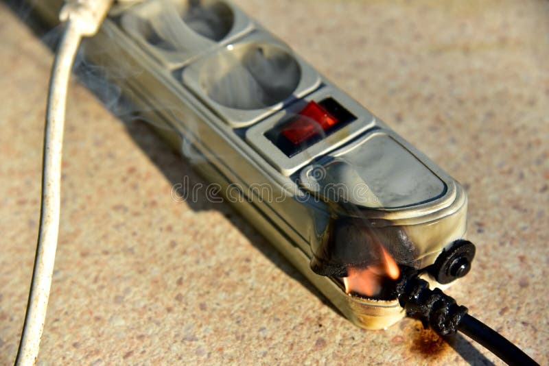 Outlets With Switche Caught Fire In Room. Stock Image Image of format