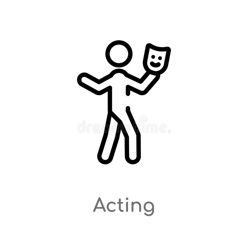 Outline acting vector icon. isolated black simple line element illustration from activity and hobbies concept. editable vector stroke acting icon on white background