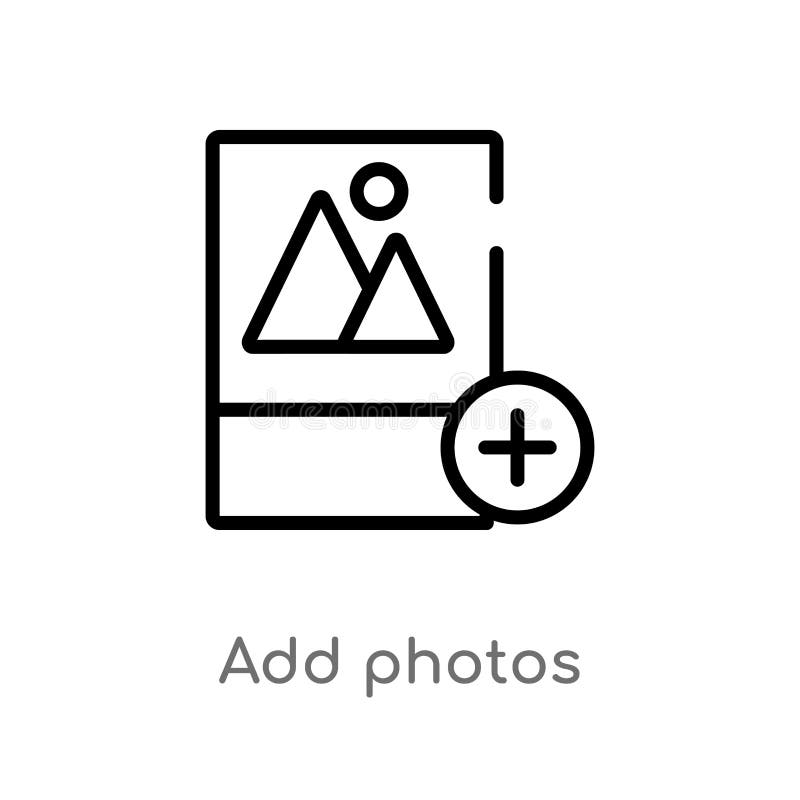 Download Outline Add Photos Vector Icon. Isolated Black Simple Line ...