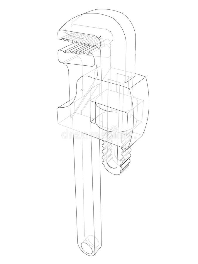 Outline Adjustable Wrench. Vector Stock Vector ...