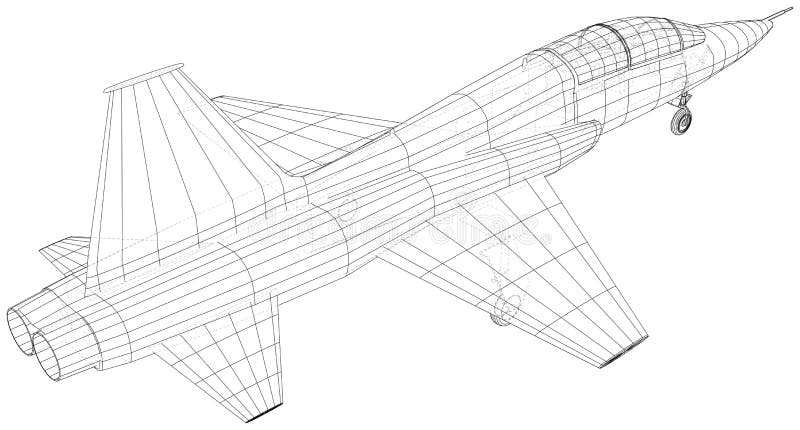 Outline Airplane. Vector Rendering of 3d. Wire-frame Style. the Layers ...