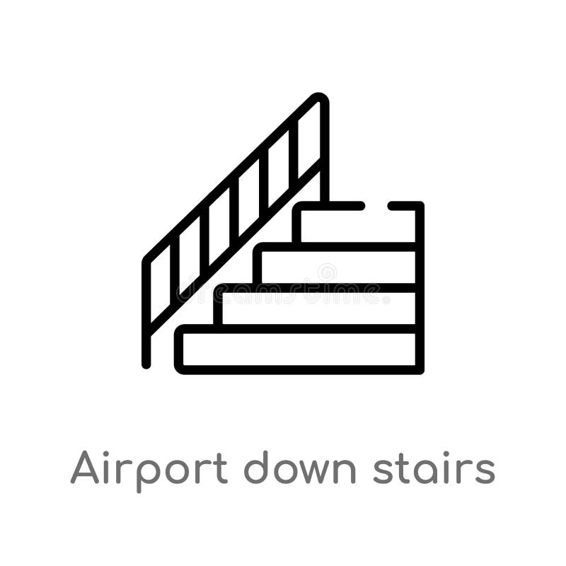 outline airport down stairs vector icon. isolated black simple line element illustration from airport terminal concept. editable vector illustration outline airport down stairs vector icon. isolated black simple line element illustration from airport terminal concept. editable vector illustration