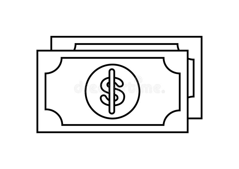 Outline of a Banknote with a Dollar Sign in the Middle Stock Vector ...