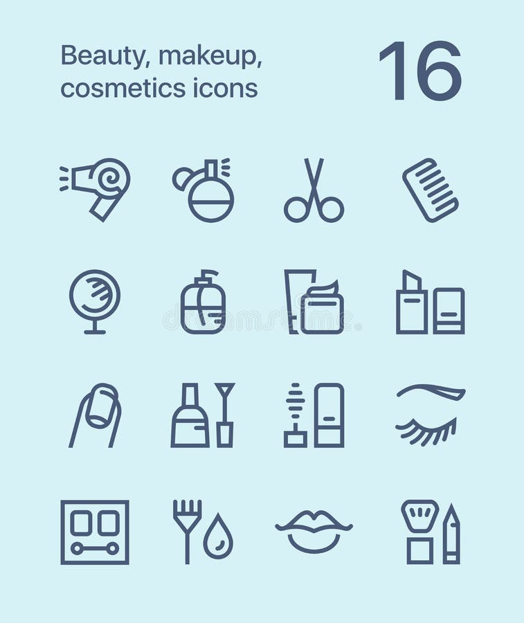 Outline Beauty, Cosmetics, Makeup Icons for  and Mobile Design Pack
