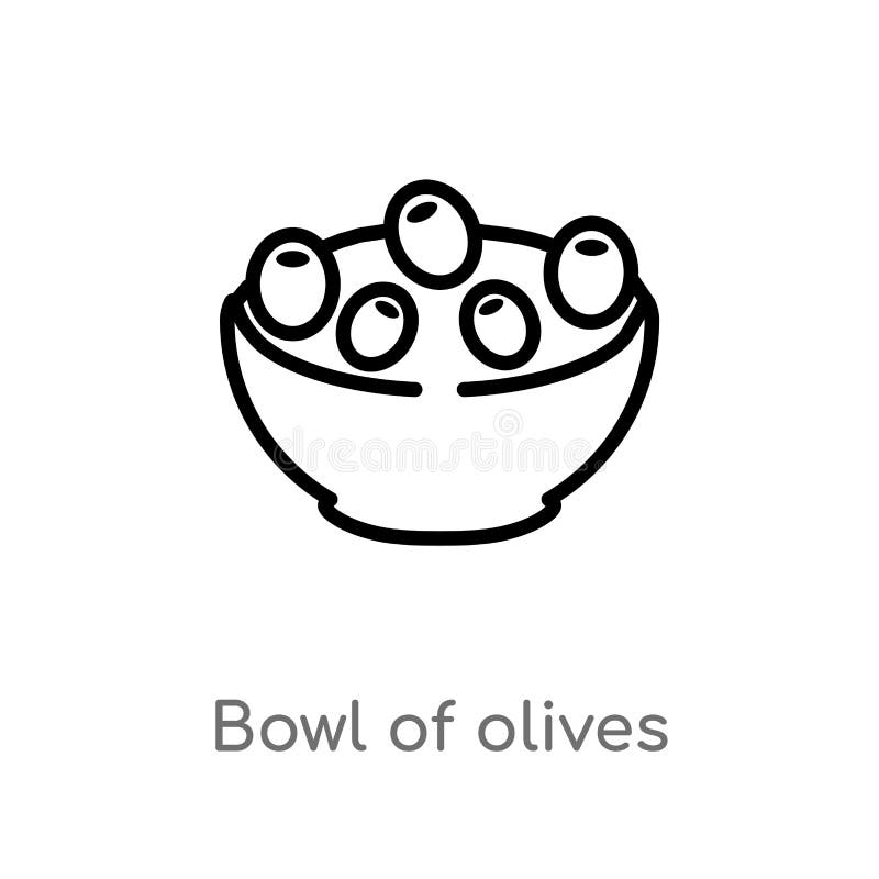 outline bowl of olives vector icon. isolated black simple line element illustration from bistro and restaurant concept. editable stock illustration outline bowl of olives vector icon. isolated black simple line element illustration from bistro and restaurant concept. editable stock illustration
