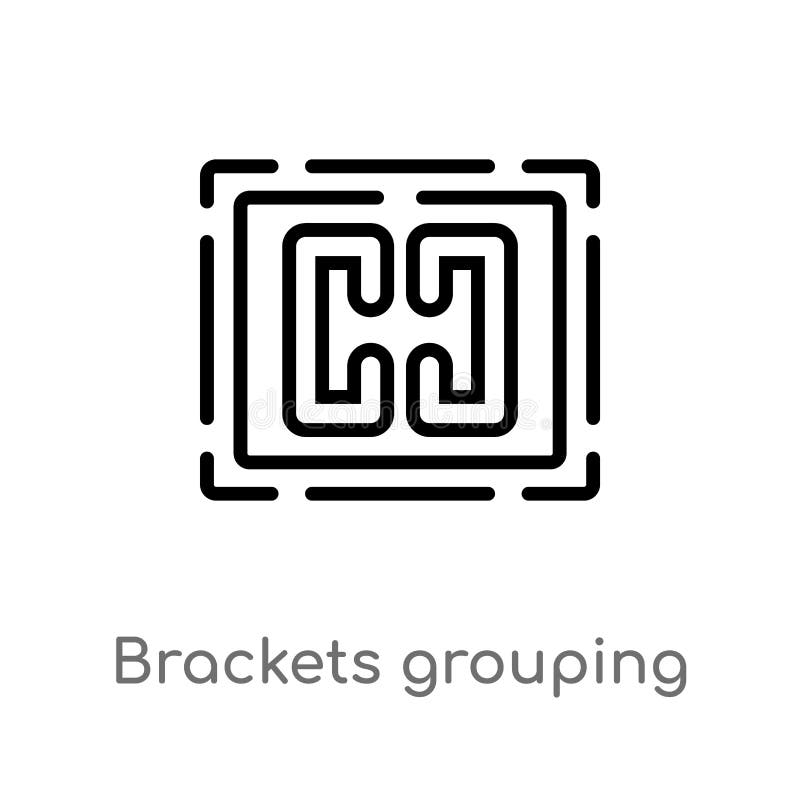 Outline brackets grouping vector icon. isolated black simple line element illustration from signs concept. editable vector stroke vector illustration