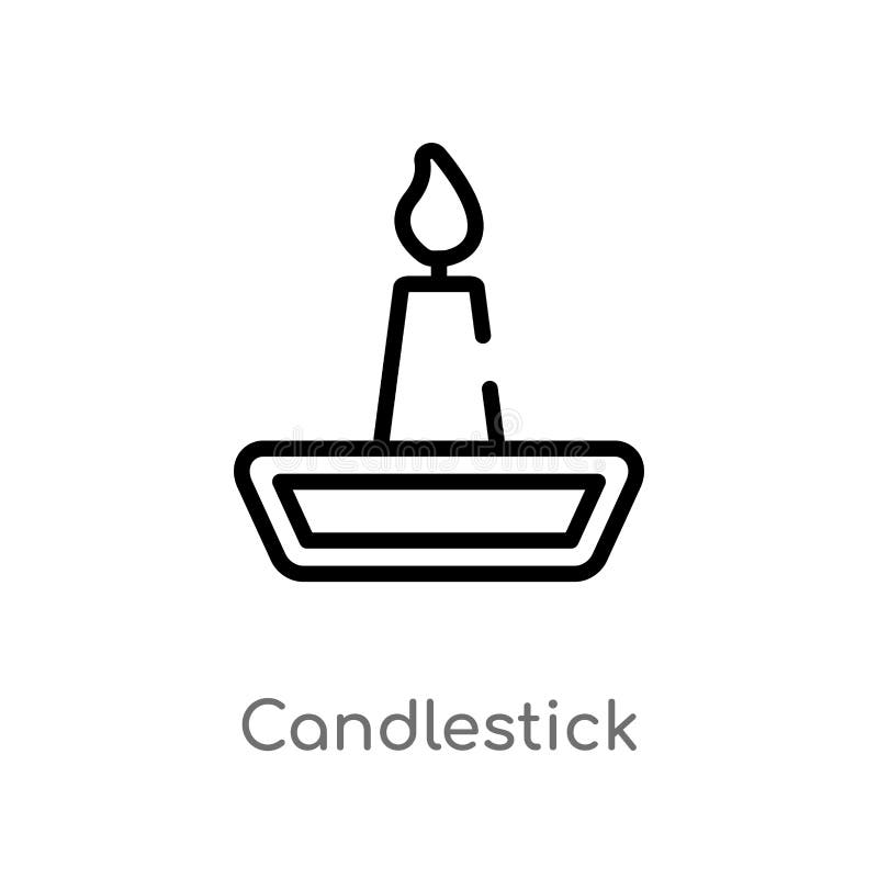 Outline Candlestick Vector Icon. Isolated Black Simple Line Element