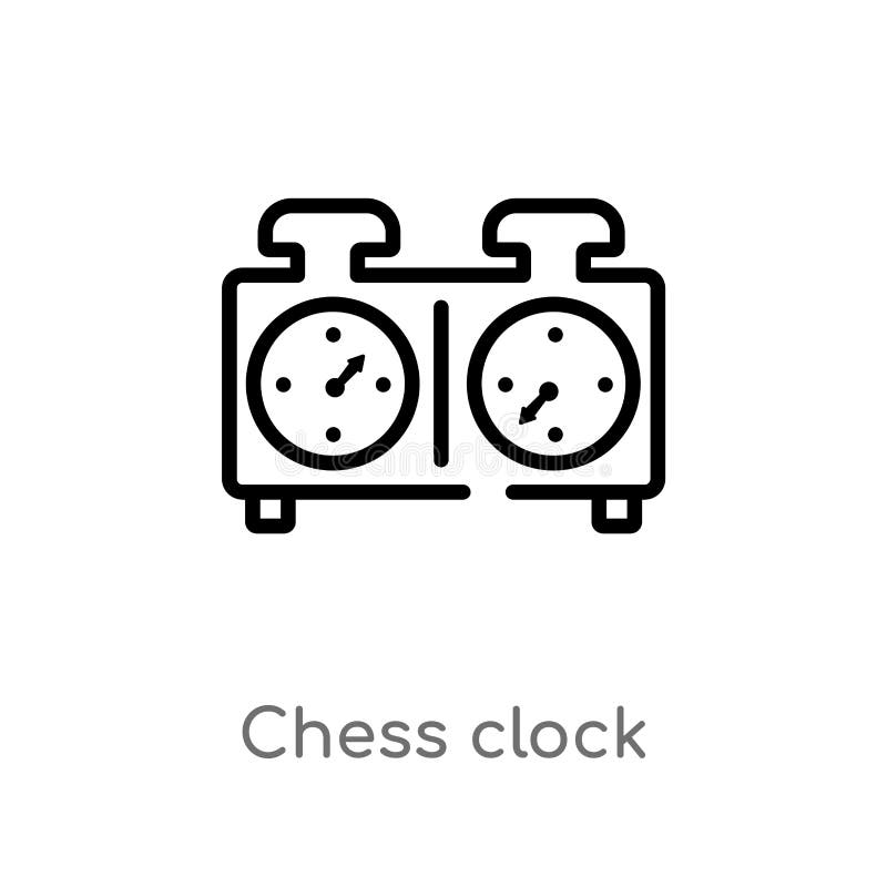 Outline Chess Clock Vector Icon. Isolated Black Simple Line Element