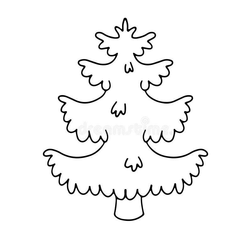 Outline Christmas Tree. Vector Illustration Stock Vector Illustration