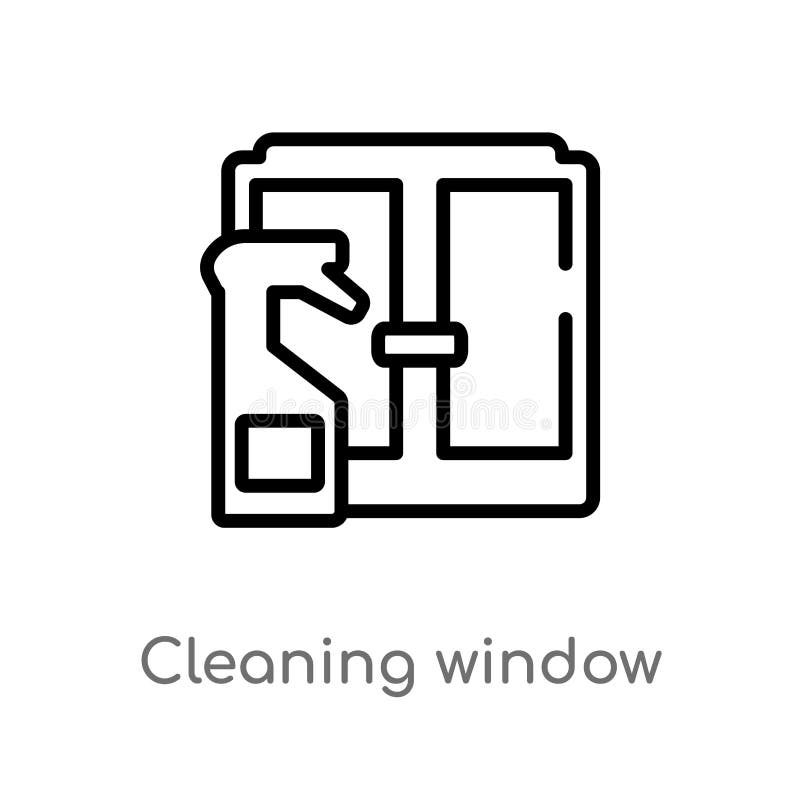Outline Cleaning Window Vector Icon. Isolated Black Simple Line Element