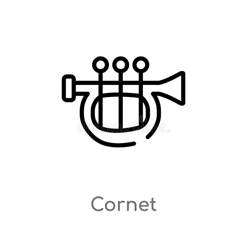 Outline Trumpet and Piccolo Trumpet Colour Contour Illustration