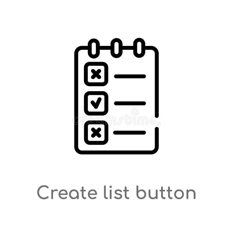 outline create list button vector icon. isolated black simple line element illustration from web concept. editable vector stroke stock illustration outline create list button vector icon. isolated black simple line element illustration from web concept. editable vector stroke stock illustration