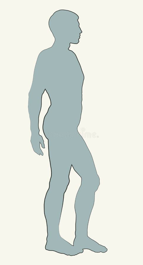 The male silhouette stands sideways. Vector drawing