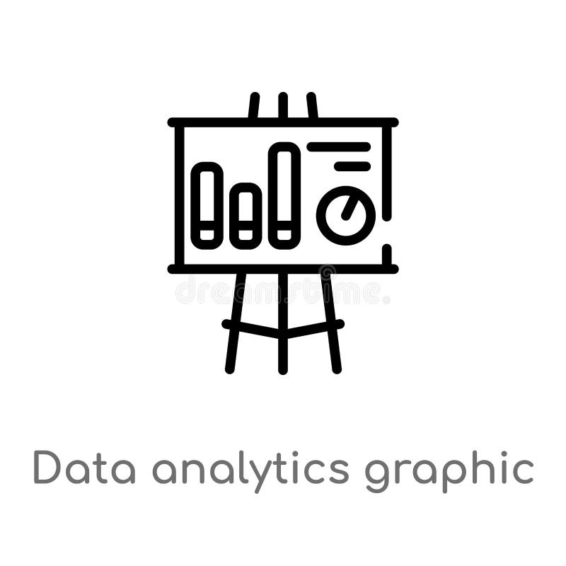 Outline data analytics graphic on a presentation screen vector icon. isolated black simple line element illustration from business vector illustration