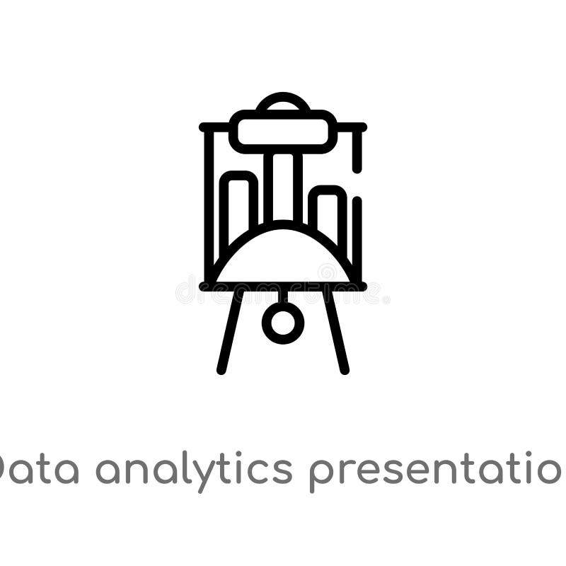 Outline data analytics presentation screen vector icon. isolated black simple line element illustration from business concept. royalty free illustration