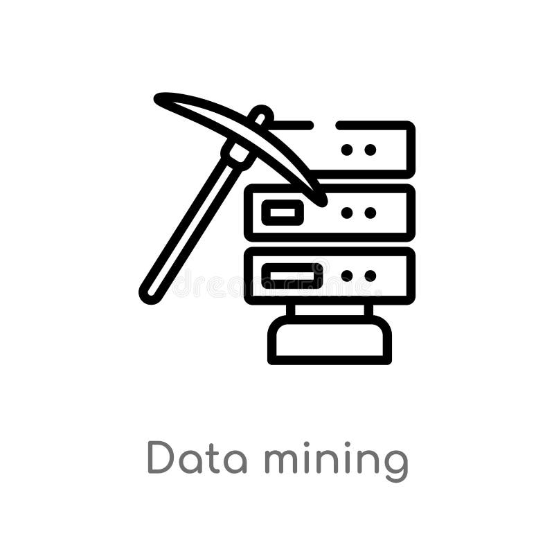 Outline data mining vector icon. isolated black simple line element illustration from artificial intellegence concept. editable vector illustration