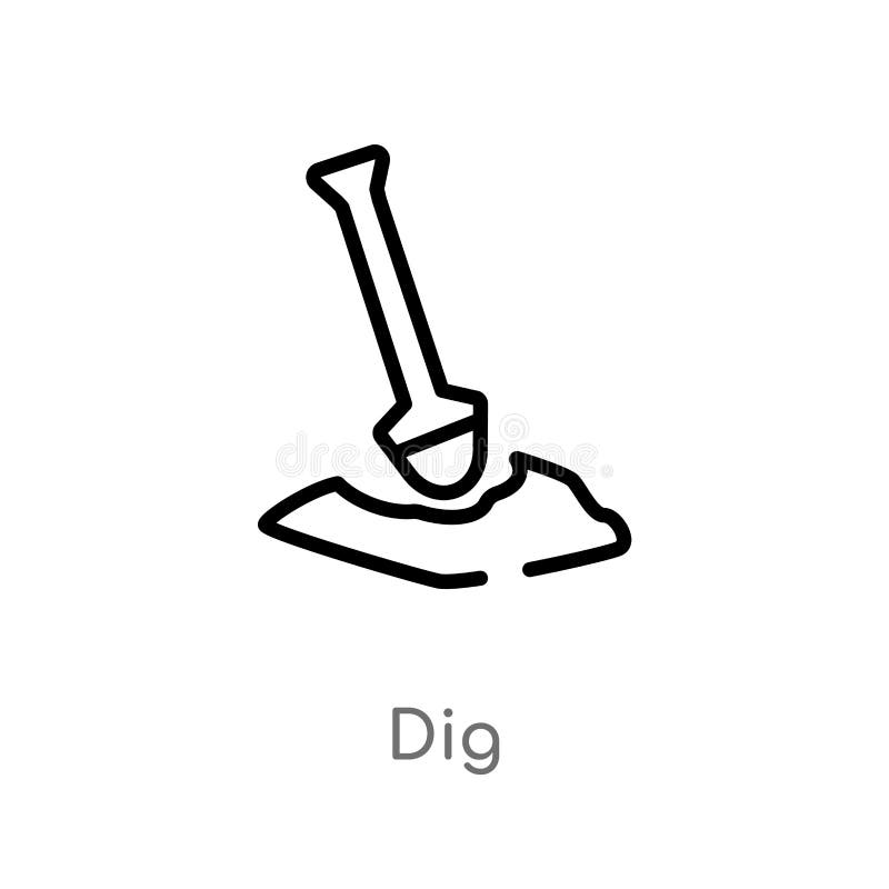 Outline dig vector icon. isolated black simple line element illustration from gardening concept. editable vector stroke dig icon royalty free illustration Outline dig vector icon. isolated black simple line element illustration from gardening concept. editable vector stroke dig icon royalty free illustration
