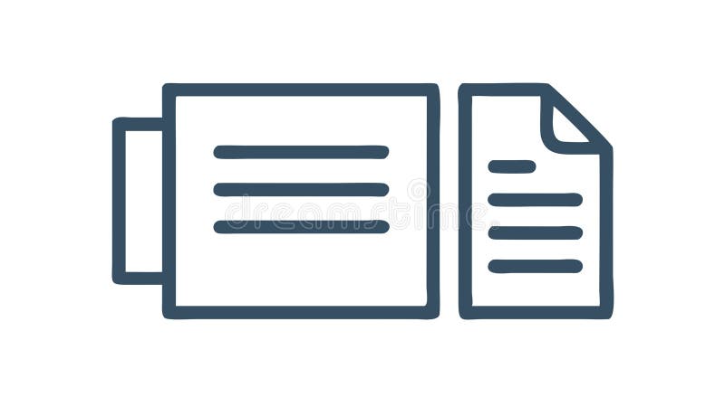 Outline drawing of documents with text, symbolizing files and information , vector design Generative AI royalty free illustration