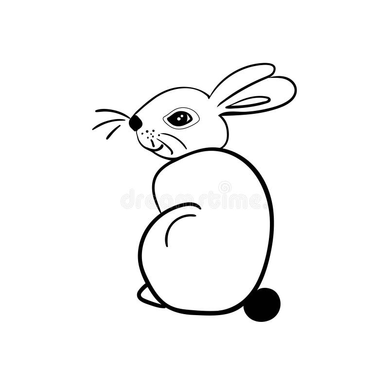 Outline Drawing Rabbit Hand Drawn Funny Bunny Vector Illustration Stock
