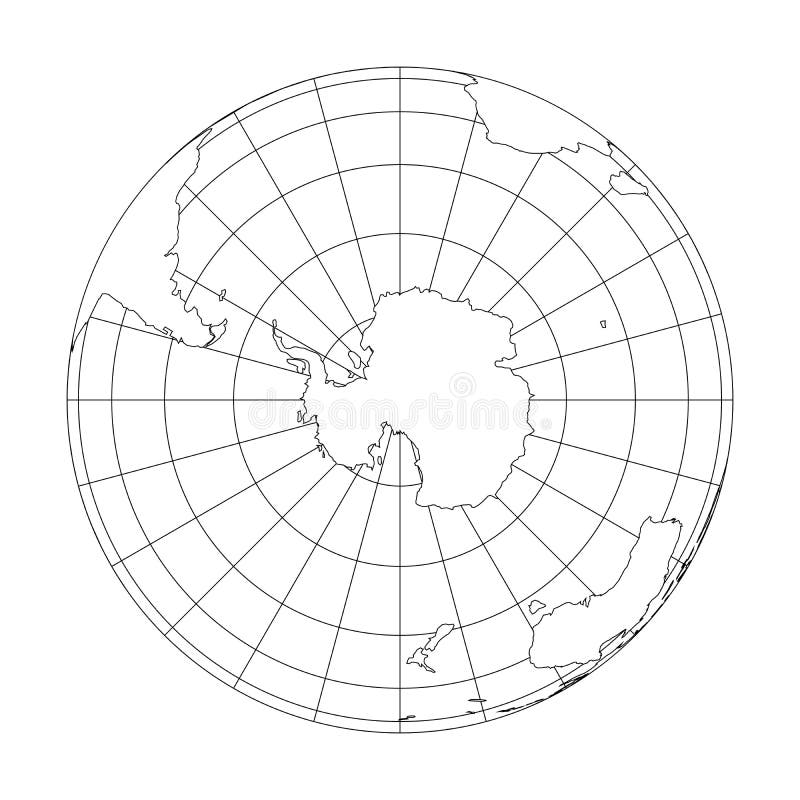 Outline Earth Globe with Map of World Focused on Australia and Oceania ...