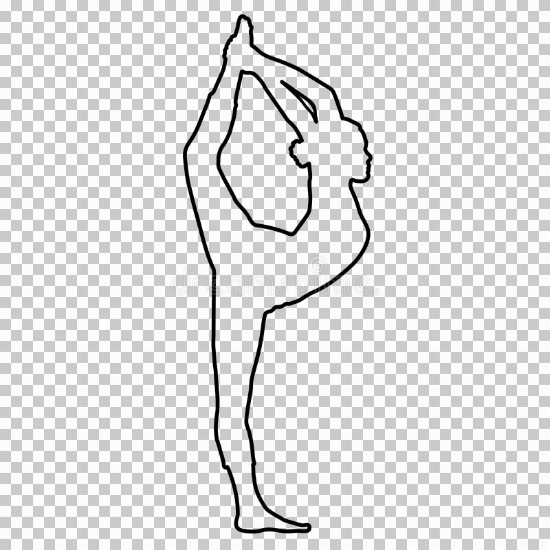 Outline figure woman doing stretching legs, split on transparent background, silhouette girl engaged in gymnastics, yoga royalty free illustration Outline figure woman doing stretching legs, split on transparent background, silhouette girl engaged in gymnastics, yoga royalty free illustration