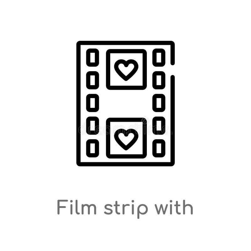 outline film strip with heart vector icon. isolated black simple line element illustration from shapes concept. editable vector royalty free illustration outline film strip with heart vector icon. isolated black simple line element illustration from shapes concept. editable vector royalty free illustration