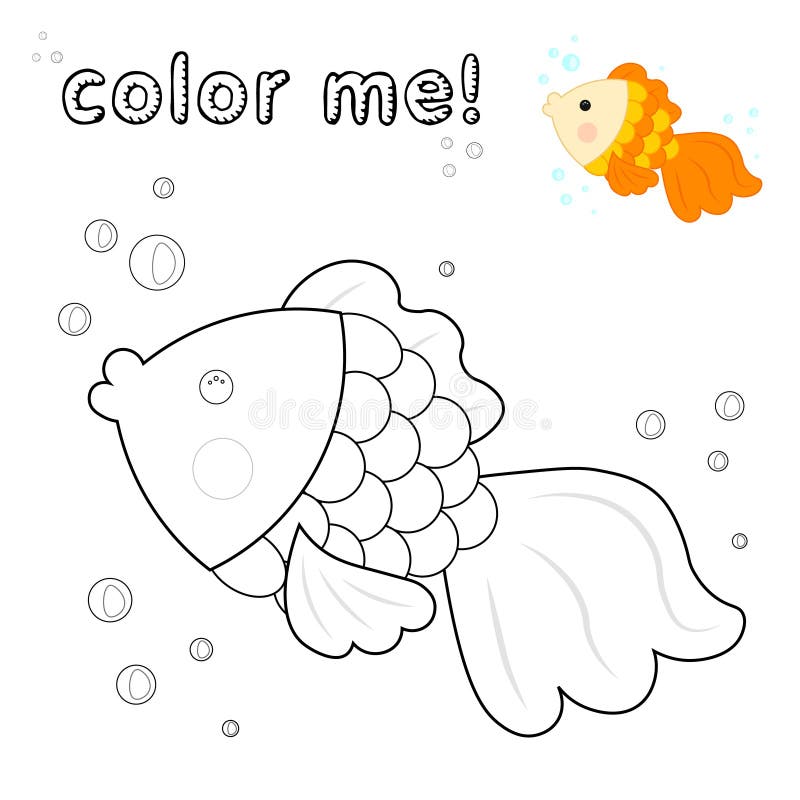 Outline Fish. Coloring. Black and White Fish Cartoon Character. Vector  Illustration on White Background Stock Illustration - Illustration of book,  game: 154297068