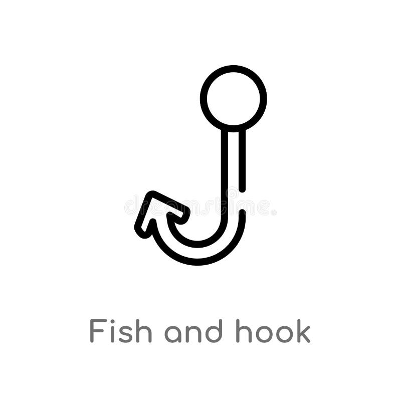 outline fish and hook vector icon. isolated black simple line element illustration from summer concept. editable vector stroke stock illustration outline fish and hook vector icon. isolated black simple line element illustration from summer concept. editable vector stroke stock illustration