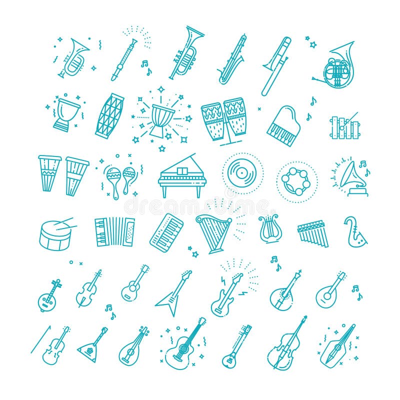 flat musical instrument icons flat musical instrument icons