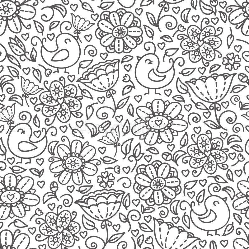 Outline of floral pattern vector illustration
