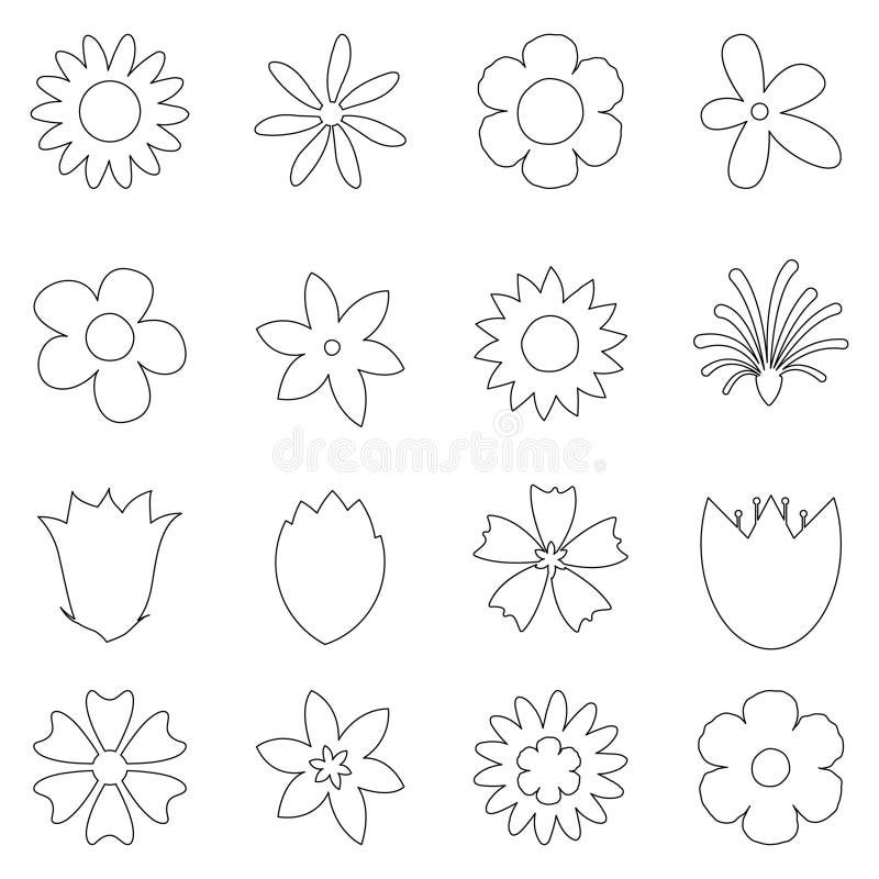 Outline Flower collection. Spring art prints with botanical elements. Happy Easter. Folk style. Poster for spring holiday vector illustration