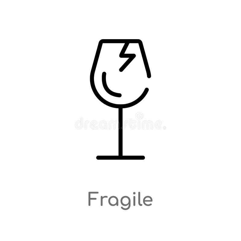 Outline fragile vector icon. isolated black simple line element illustration from delivery and logistic concept. editable vector stock illustration