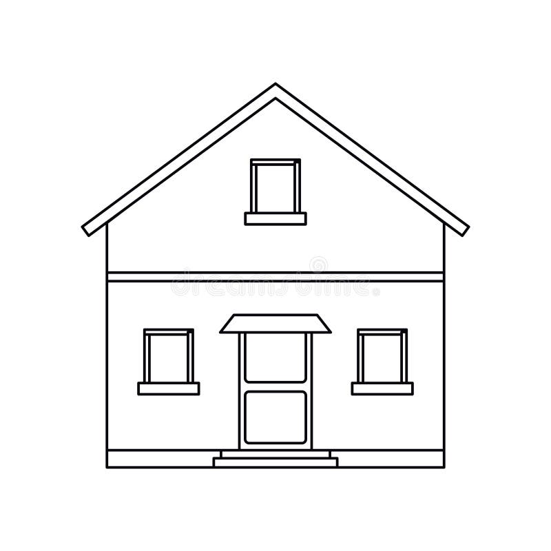 Outline front view house home stock illustration Outline front view house home stock illustration