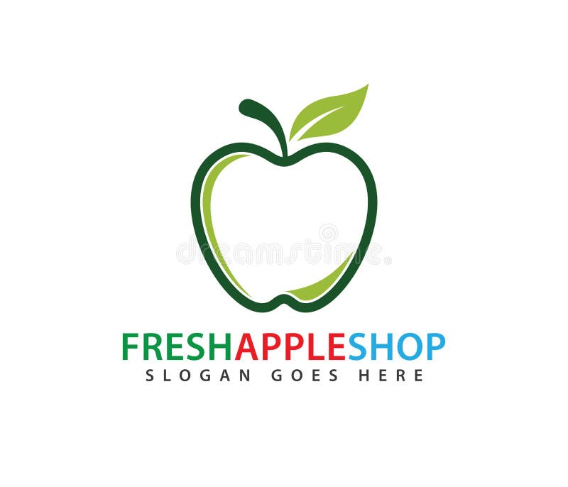 Outline Green Apple Fruit Vector Logo Design Stock Illustration ...