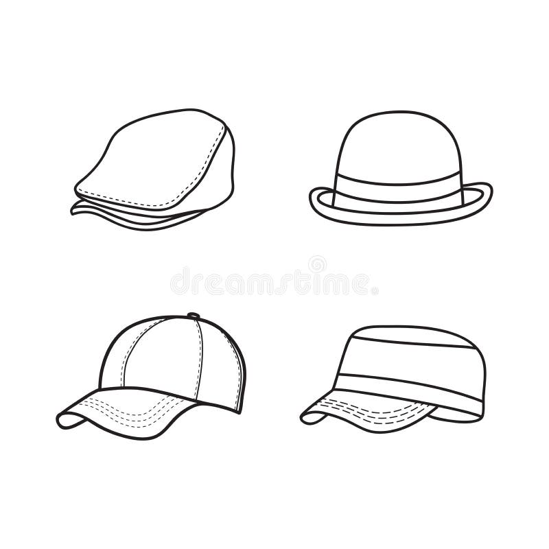 Outline Hat Vector, Simple Cap Icon Design Stock Vector - Illustration