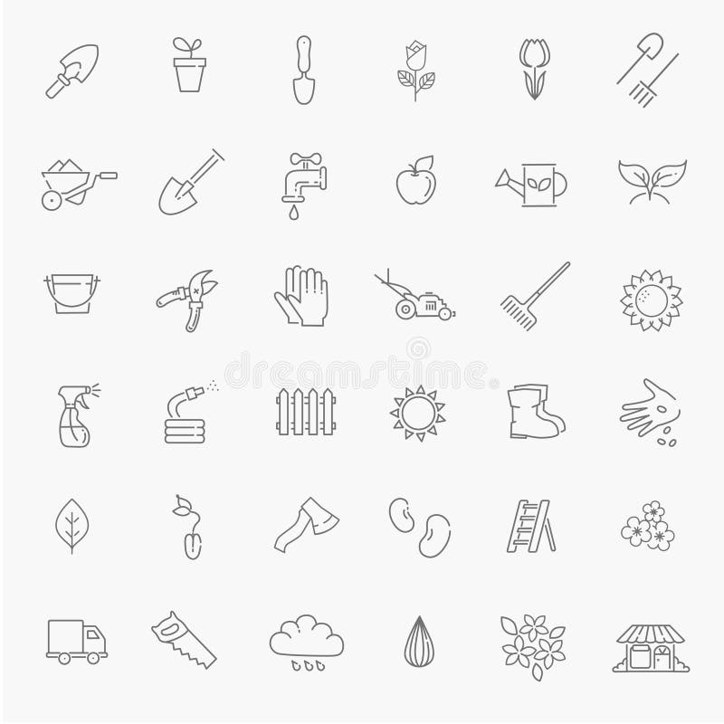 Outline icon collection - Flower and Gardening stock illustration Outline icon collection - Flower and Gardening stock illustration