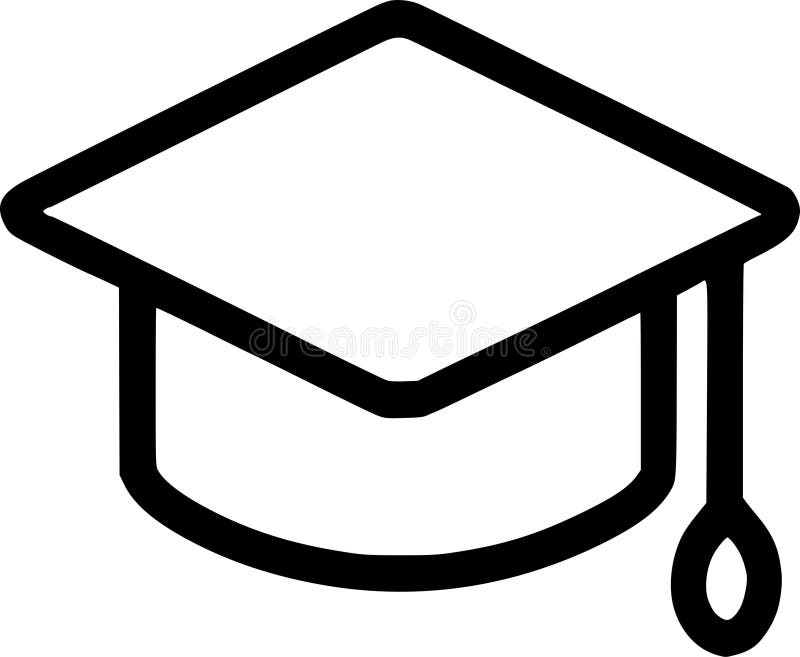 An outline icon representing a graduation cap, academic success, education, university, and learning achievement royalty free illustration