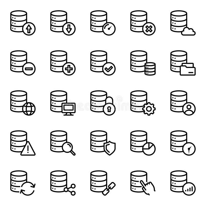 Outline icons for database server. vector illustration