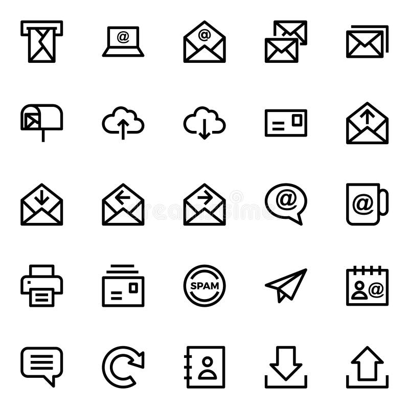 Outline Icons for Email Message. Stock Illustration - Illustration of