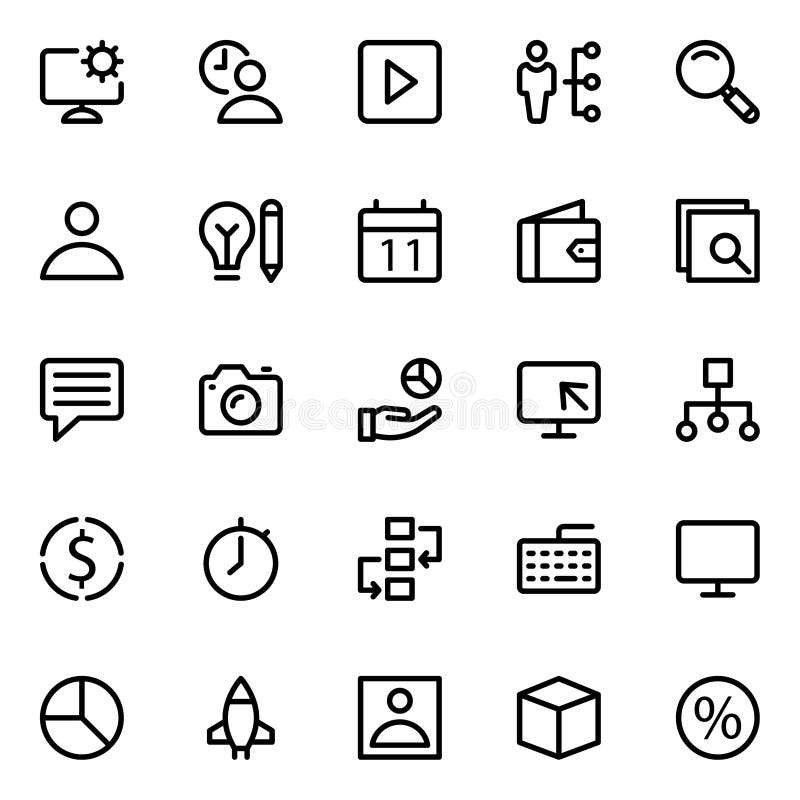 Outline icons for project management. Outline icons for project management vector uploading.