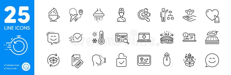 Outline icons set. Online documentation, Return parcel and Swipe up icons. For website app. Vector vector illustration