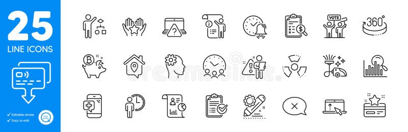 Outline icons set. Survey checklist, Card and Manual doc icons. For website app. Vector vector illustration