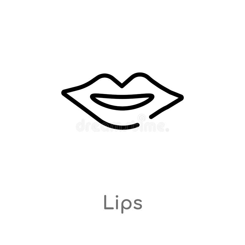 Outline Lips Vector Icon. Isolated Black Simple Line Element
