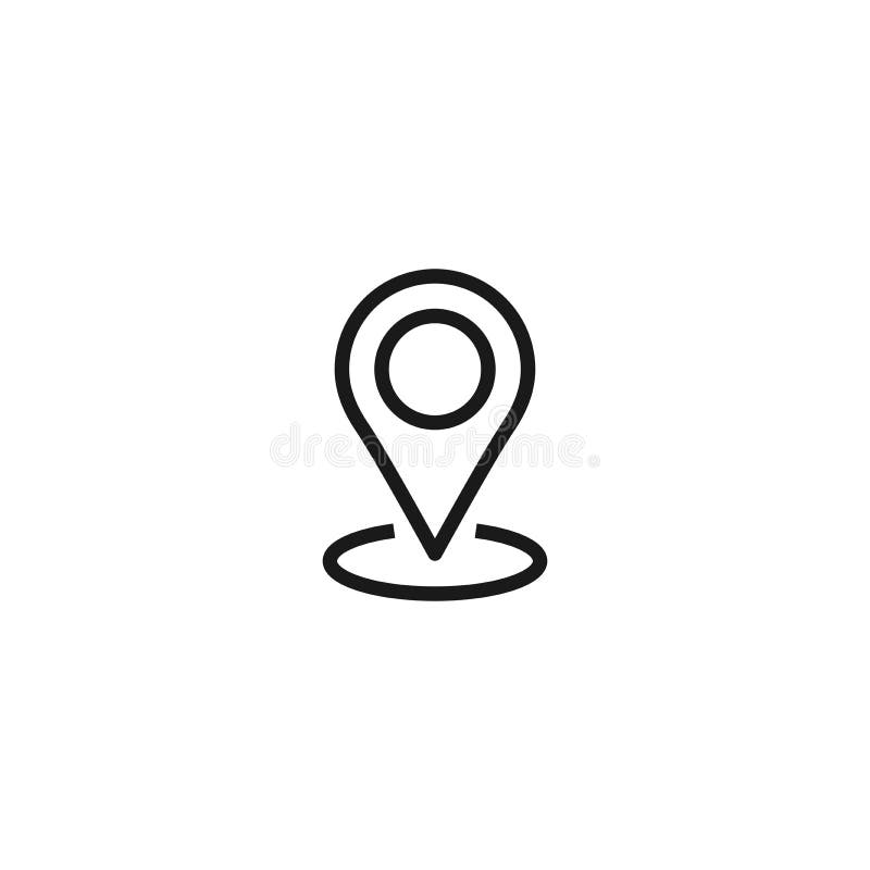 Outline location icon. GPS pointer. Map pin. Navigator guide. Vector line simple button. vector illustration