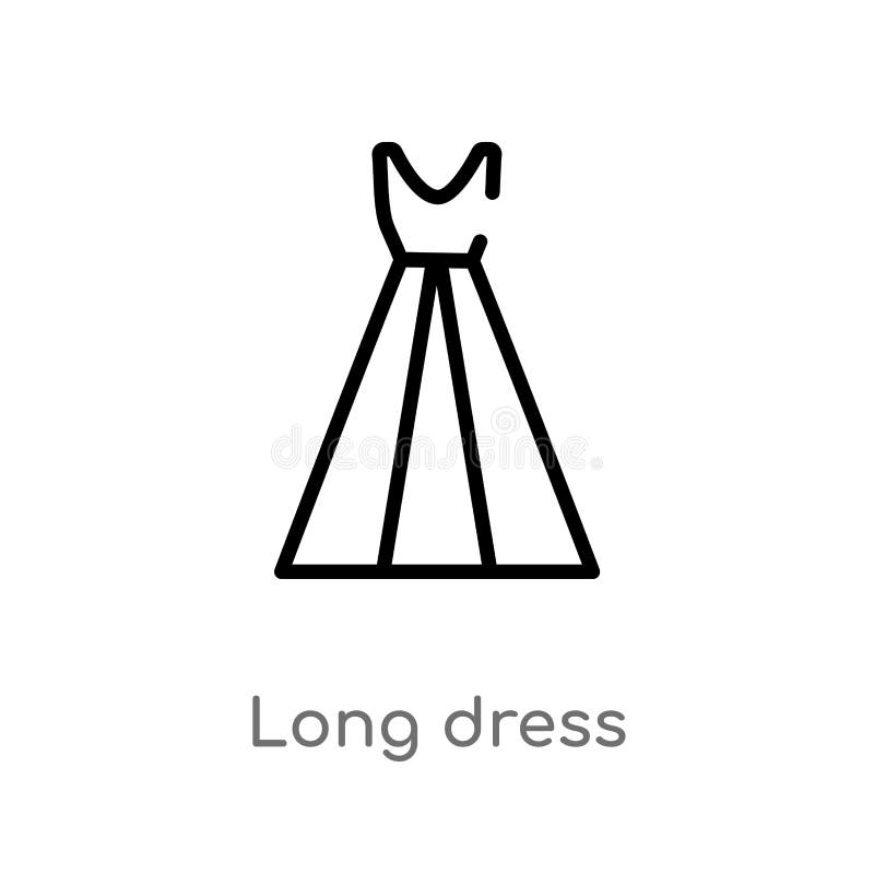 Outline Long Dress Vector Icon. Isolated Black Simple Line Element ...