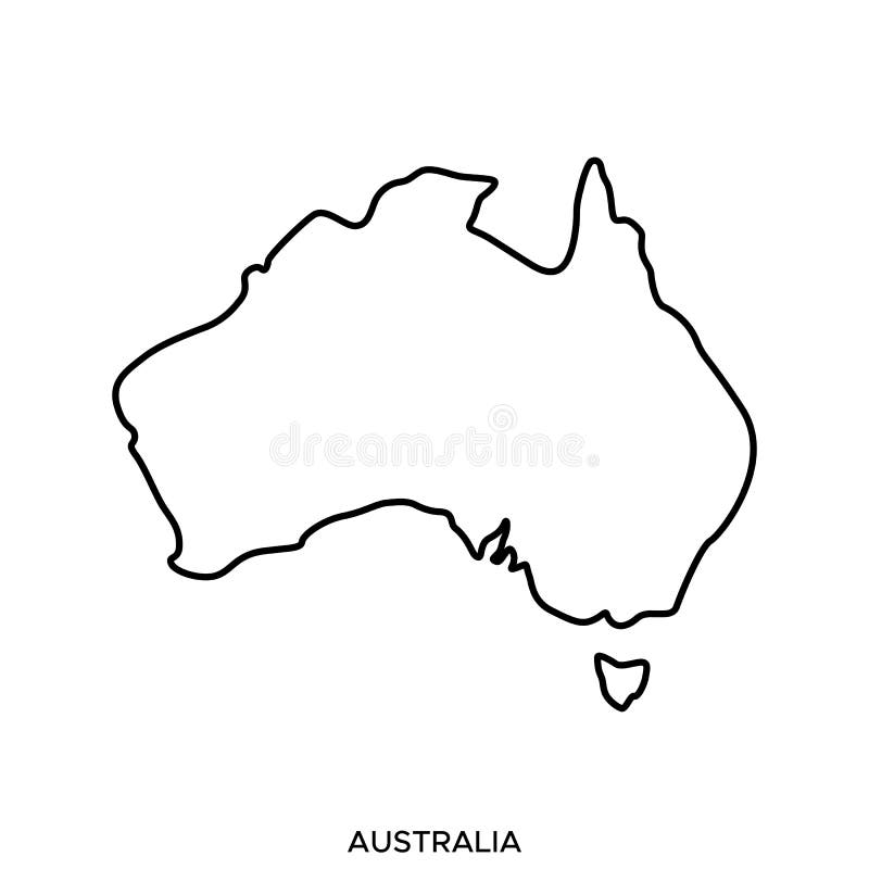 Outline map of Australia vector design template. Editable Stroke.