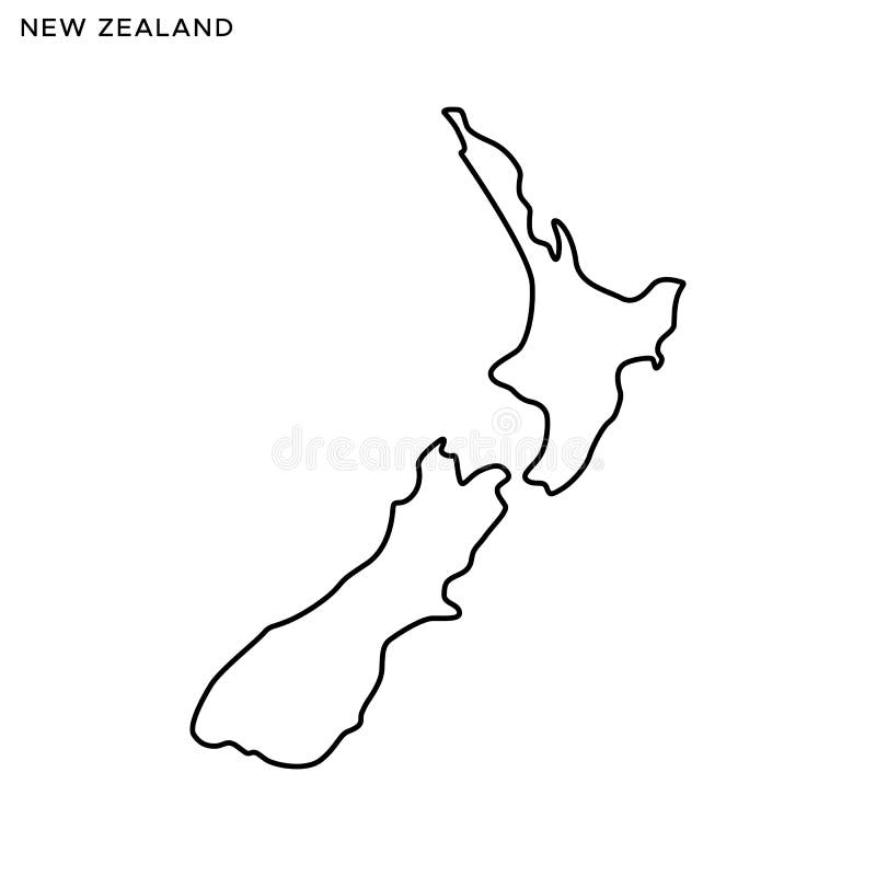New Zealand Country Outline Outline Map Of New Zealand Vector Design Template. Editable Stroke. Stock  Vector - Illustration Of Black, Abstract: 189722372