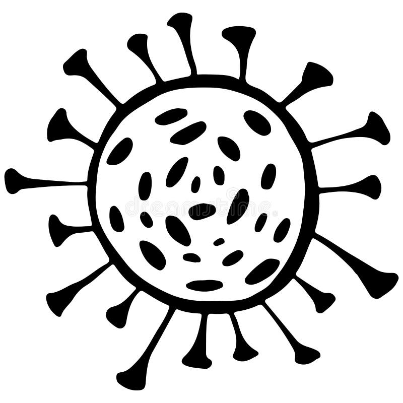 Outline microbe vector icon. Isolated black simple line element illustration from a medical concept. Editable vector stroke microbe. Virus icon. Hand drawn illustration. Virus, bacteria.